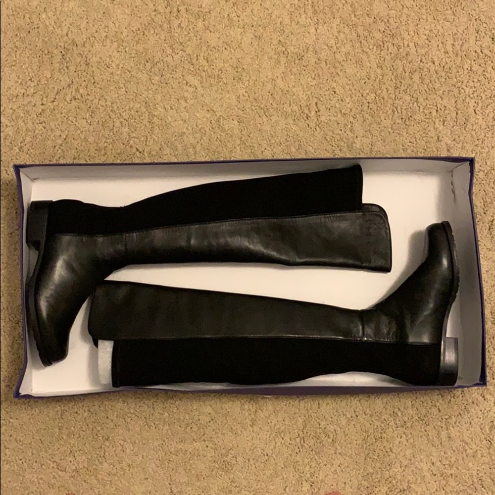 Stuart Weitzman 5050 Black Calf Leather Boots Size 5